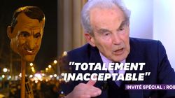 Robert Badinter très en colère face aux images de la tête d’Emmanuel Macron sur une