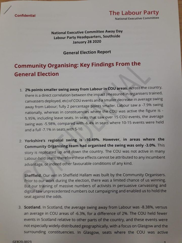 The leaked report presented to Labour's NEC
