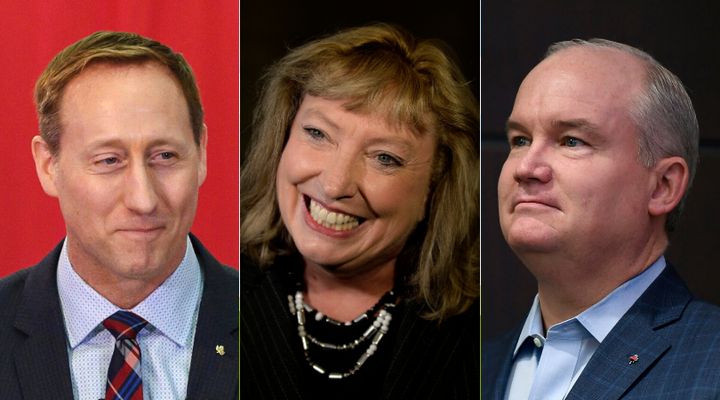 From left to right: Conservative leadership hopefuls Peter MacKays, Marilyn Gladu, Erin O'Toole have said they will march in Pride parades.