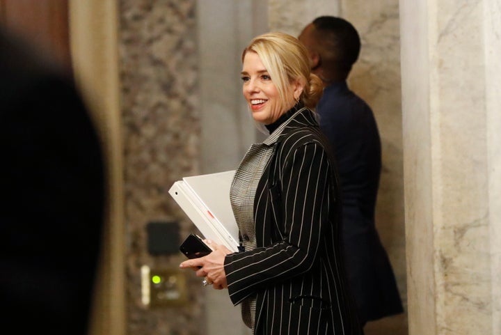 Former Florida Attorney General Pam Bondi, a member of President Donald Trump's defense team, arrives at the Capitol last Thu