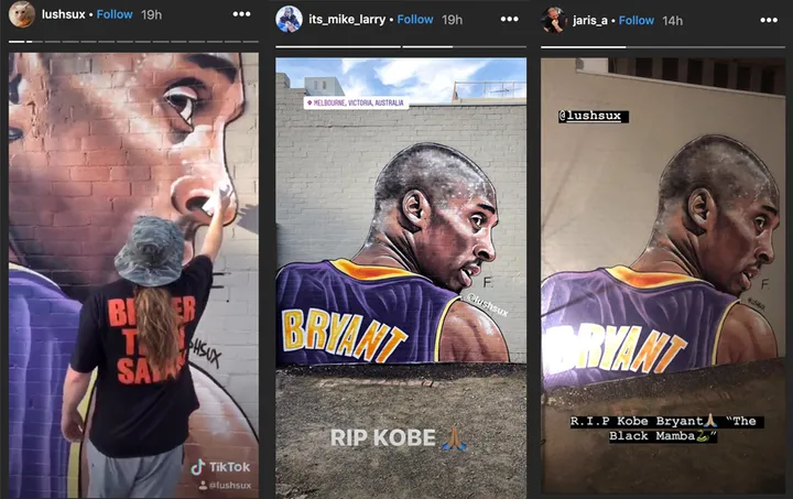 Kobe Bryant: Lushsux mural tribute at The Deck Geelong