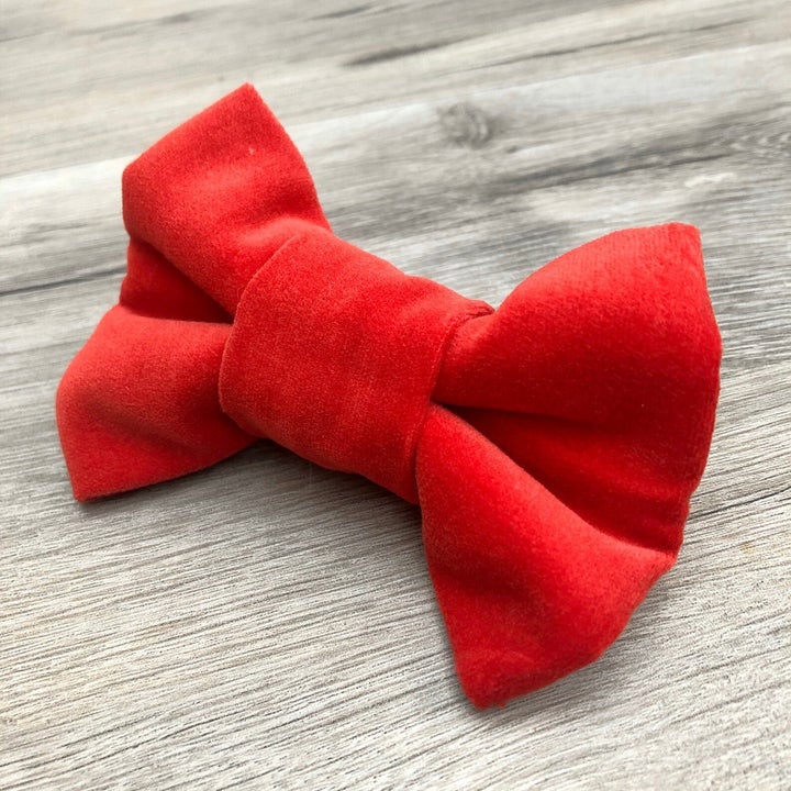 Belmont Red Velvet Dog Bowtie, Etsy