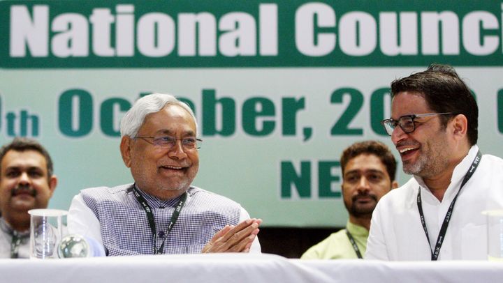 Bihar Chief Minister Nitish Kumar and Prashant Kishor attend the Janata Dal United (JDU)'s National Council Meet in New Delhi on October 30, 2019. 
