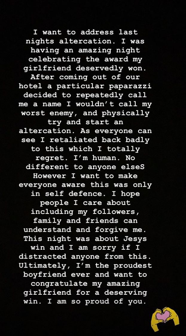 Chris posted this statement on his Instagram Story