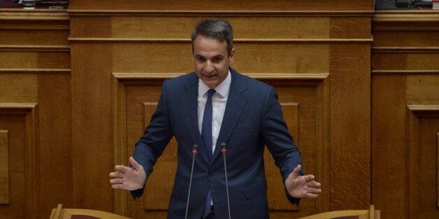 HELLENIC PARLIAMENT, ATHENS, ATTIKI, GREECE - 2017/08/01: Kyriakos Mitsotakis leader of the main opposition and President of New Democracy party, during his speech in Hellenic Parliament. (Photo by Dimitrios Karvountzis/Pacific Press/LightRocket via Getty Images)