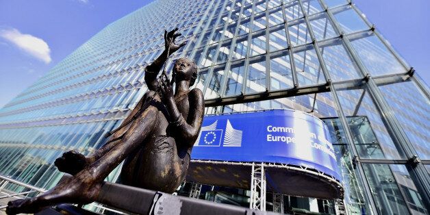 Brussels, Belgium - March 16, 2016: Statue in front of the European Commission Headquarters, also know as the Berlaymont building.