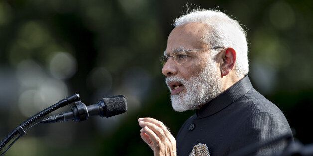 Narendra Modi, India's prime minister, speaks during a joint statement with U.S. President Donald Trump, not pictured, in the Rose Garden of the White House in Washington, D.C., U.S., on Monday, June 26, 2017. Modi meets Trump in a visit that will allow the leaders to build personal rapport but is less certain to produce significant progress on issues such as immigration. Photographer: Andrew Harrer/Bloomberg via Getty Images
