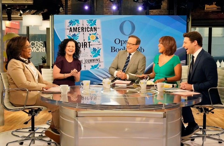 Oprah Winfrey with author Jeanine Cummins, Gayle King, Anthony Mason and Tony Dokoupil on "CBS This Morning."