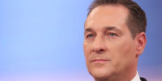 VIENNA, AUSTRIA - DECEMBER 04: Heinz-Christian Strache, Chairman of the right-wing Austria Freedom Party (FPOe) gives a television interview at the Hofburg following Austrian presidential elections on December 4, 2016 in Vienna, Austria. Center-left candidate Alexander Van der Bellen saw off a challenge from his right-wing opponent Norbert Hofer, winning 53.3% of the vote. (Photo by Alex Domanski/Getty Images)