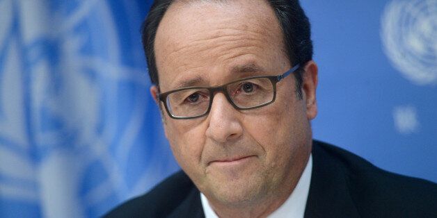 Photo by: Dennis Van Tine/STAR MAX/IPx 9/20/16 His Excellency Mr. Francois Hollande, President of the Republic of France and His Excellency PM Justin Trudeau of Canada hold a press conference at UN Headquarters in New York City.