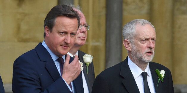Britain's Prime Minister David Cameron (L) walks from Parliament to St Margaret's Church with Jeremy Corbyn the leader of the opposition Labour Party for a service of rememberance for Labour MP Jo Cox who was shot and stabbed to death last week outside her constituency surgery, in Westminster, London, June 20, 2016. REUTERS/Toby Melville