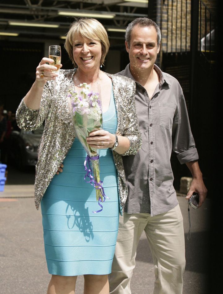 Fern Britton (left) and her husband Phil Vickery leaving the London Studios in central London, after her final day on This Morning television programme.