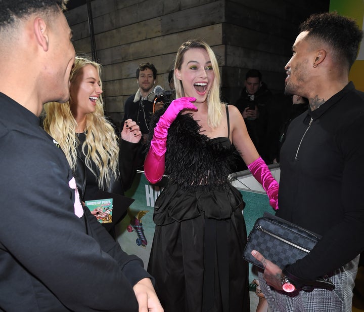 Jordan Hames, Lucie Donlan, Margot Robbie and Michael Griffiths at the Birds of Prey premiere in Jan 2020