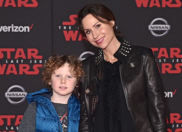 Minnie Driver and son Henry attend the Los Angeles premiere of "Star Wars: The Last Jedi" at The Shrine Auditorium on Dec. 9, 2017, in Los Angeles.