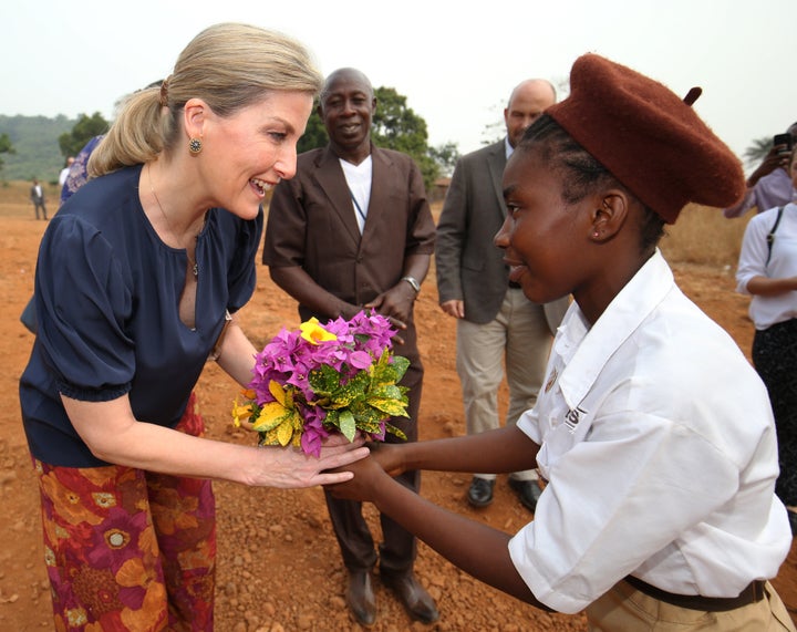 Sophie, Countess of Wessex, on the second day of her visit to Sierra Leone.