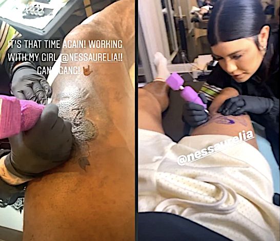 LeBron James and ink artist Vanessa Aurelia post the creation of his Kobe Bryant tribute tattoo.