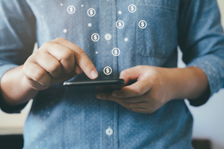 Online business fintech concept. Online banking and commecial.
