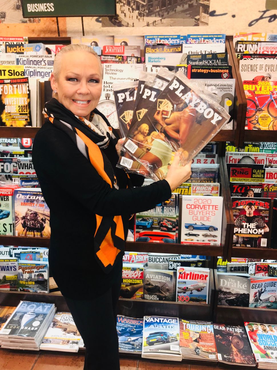 Candace Collins Jordan grabbing as many copies of the December 2019 Playboy Q1 Equality Issue as she could. All of the copies sold out at this particular Barnes & Noble in Chicago in just two days.