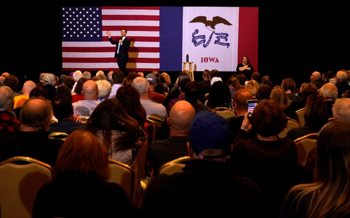 Pete Buttigieg, lors d'un meeting de campagne le 31 janvier dans l'Iowa.