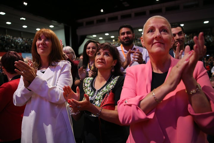 Karie Murphy (left) with Jennie Formby (right)