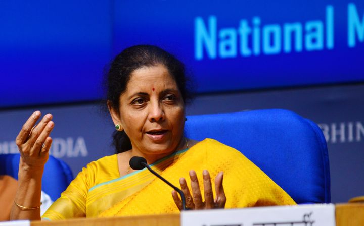 Union Finance Minister Nirmala Sitharaman addresses a press conference after presenting the Union Budget 2020-21.