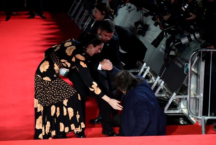 The 71-year-old fell on the Baftas red carpet