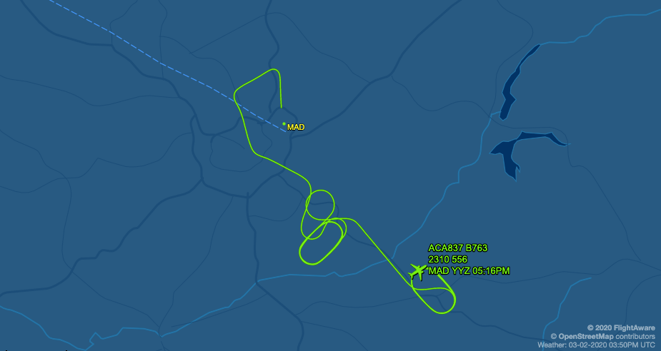Recorrido del vuelo ACA837 de Canadian