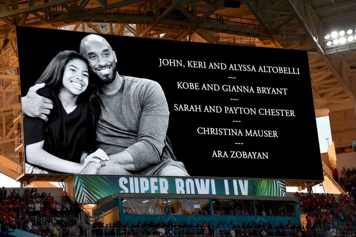 A moment of silence was held for Gianna and Kobe Bryant tribute during the Super Bowl LIV Pregame at Hard Rock Stadium on February 02, 2020 in Miami Gardens, Florida.