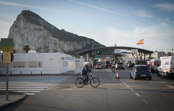 Border between La Linea de la Concepcion (Spain) and Gibraltar