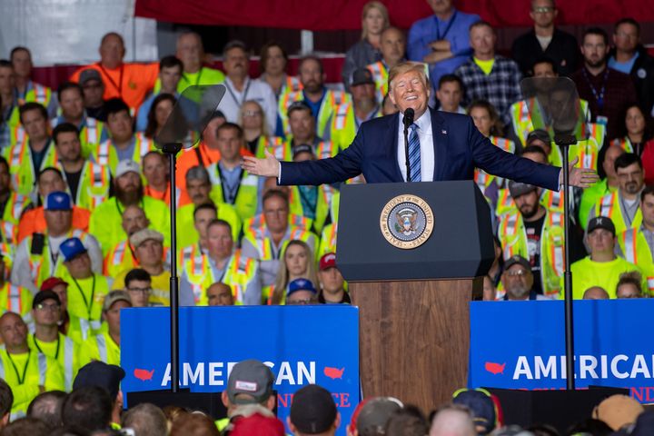 President Donald Trump spoke last August at the then-under-construction Shell Pennsylvania Petrochemical Complex in Monaca, P