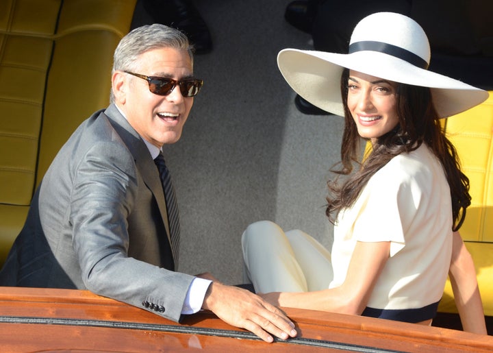 George and Amal Clooney leaving city hall after their civil marriage ceremony in Venice, Italy, on Sept. 29, 2014.