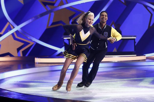 Caprice skated with Oscar Peter for her final week in the competition