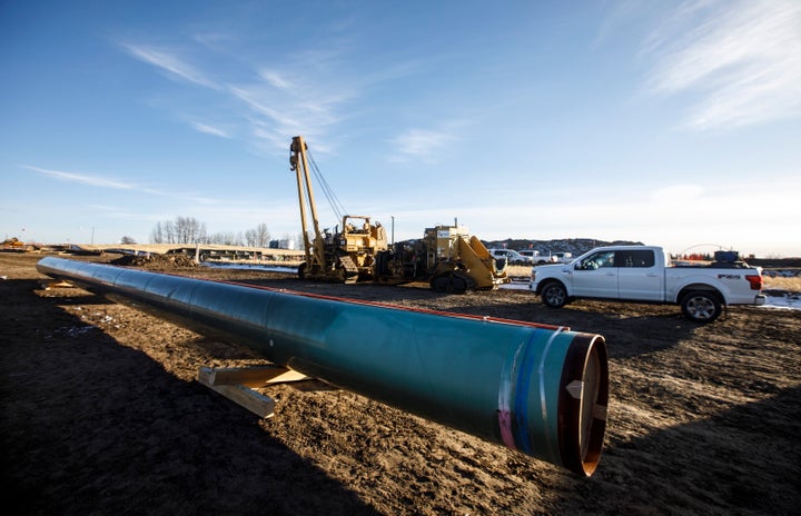 Construction is underway for the Trans Mountain expansion project in Acheson, Alta. on Dec. 3, 2019.