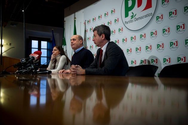 ROME, ITALY - JANUARY 27: Anna Ascani (L), General Secretary of Democratic Party (PD) Nicola Zingaretti...