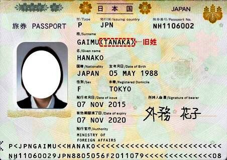 旧姓が併記されたパスポートのイメージ=外務省のホームページから