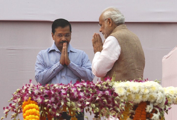 Prime Minister Narendra Modi with Delhi Chief Minister Arvind Kejriwal in a file photo.