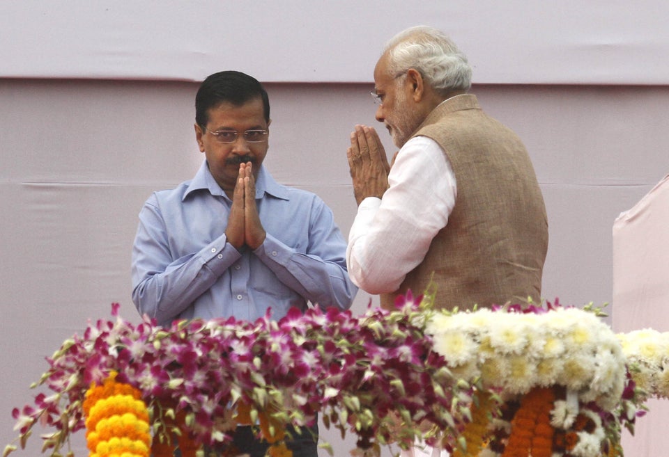 Prime Minister Narendra Modi with Delhi Chief Minister Arvind Kejriwal in a file