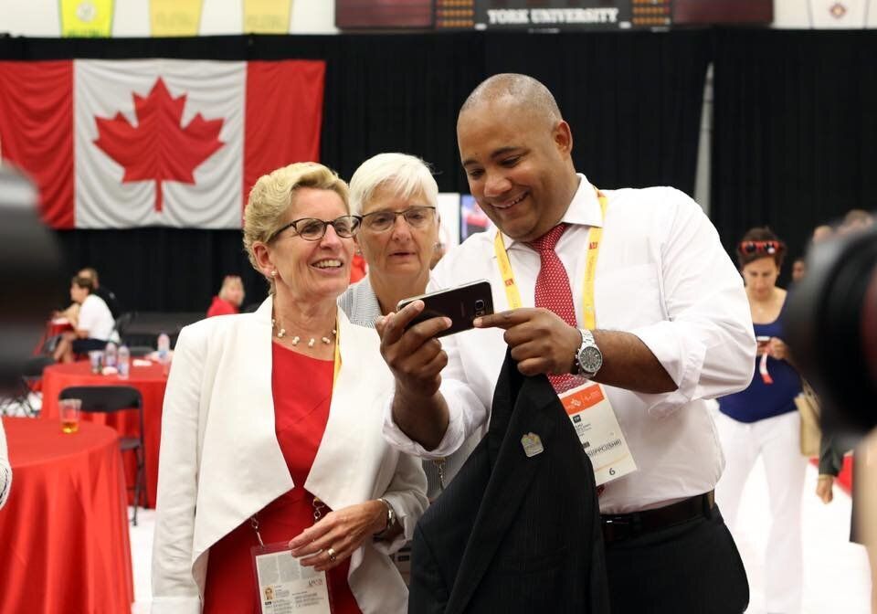 Ontario Liberal leadership contestant Michael Coteau with former premier Kathleen Wynne in a Facebook photo.