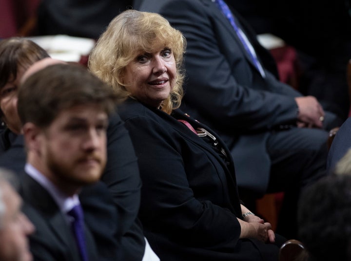 Sen. Lynn Beyak waits for the Speech from the Throne to being in the Senate in Ottawa on Dec. 5, 2019.