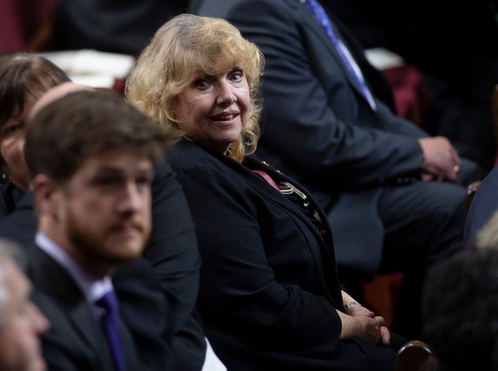 Sen. Lynn Beyak waits for the Speech from the Throne to being in the Senate in Ottawa on Dec. 5, 2019. 