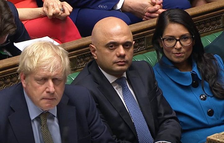 Prime minister Boris Johnson, chancellor Sajid Javid and home secretary Priti Patel