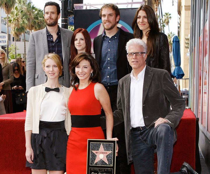 Mary Steenburgen, Ted Danson and their family attend the ceremony honoring Steenburgen with a star on the Hollywood Walk of Fame on Dec. 16, 2009. Steenburgen's daughter, Lilly, is kneeling at left, and her son, Charlie, is standing second from right.