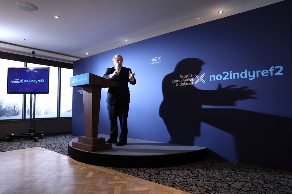 Boris Johnson at the launch of the Scottish Conservative's manifesto