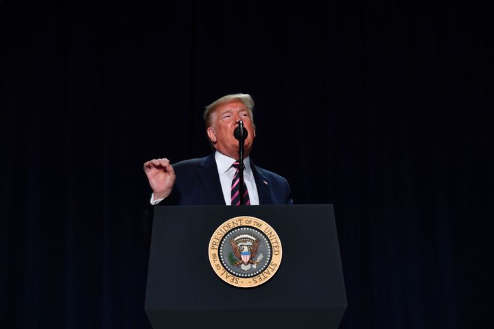 US President Donald Trump speaks at the 68th annual National Prayer Breakfast on February 6, 2020 in Washington,DC.&nbsp;