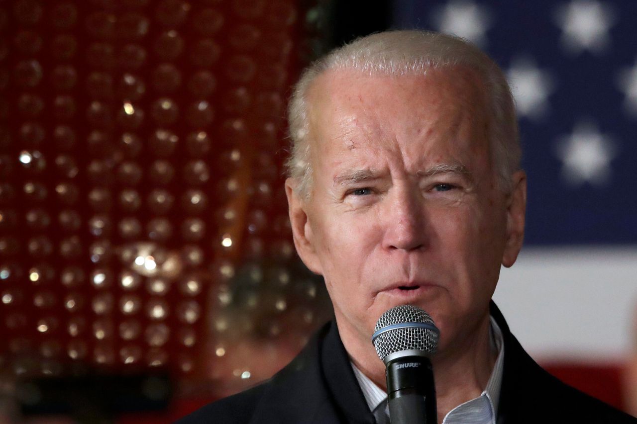 Democratic presidential candidate former Vice President Joe Biden speaks at a campaign event on February 5