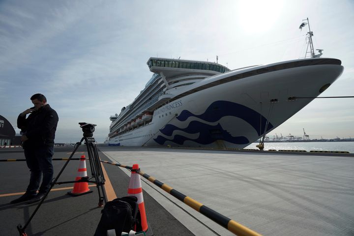 The cruise ship Diamond Princess is anchored at Yokohama Port in Yokohama, south of Tokyo, Friday, Feb. 7, 2020. Japan on Friday reported 41 new cases of a virus on the cruise ship that's been quarantined. About 3,700 people have been confined aboard the ship. (AP Photo/Eugene Hoshiko)