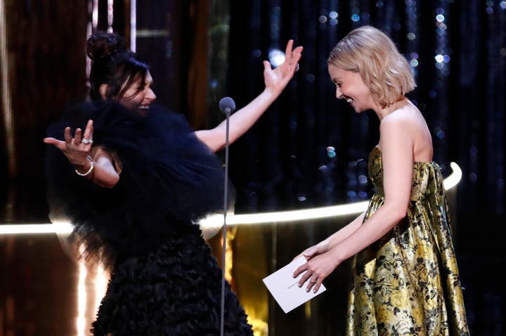 Wendy Crewson and Sarah Gadon present an award at the Canadian Screen Awards in Toronto on March 31, 2019.