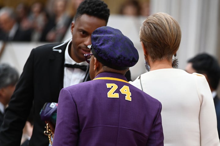 Lee arrives, wearing the number 24 on his jacket in remembrance of late NBA legend Kobe Bryant, for the 92nd Oscars at the Dolby Theatre in Hollywood.