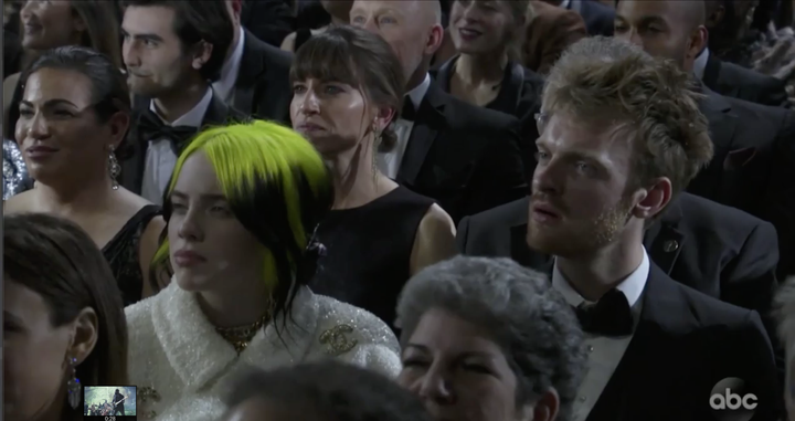 Billie Eilish durante el número de Eminem.