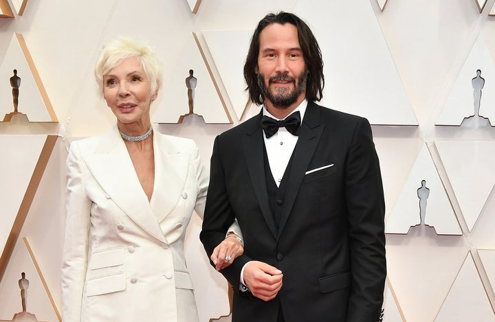 Keanu Reeves with his mother Patricia Taylor at the Oscars on Sunday.